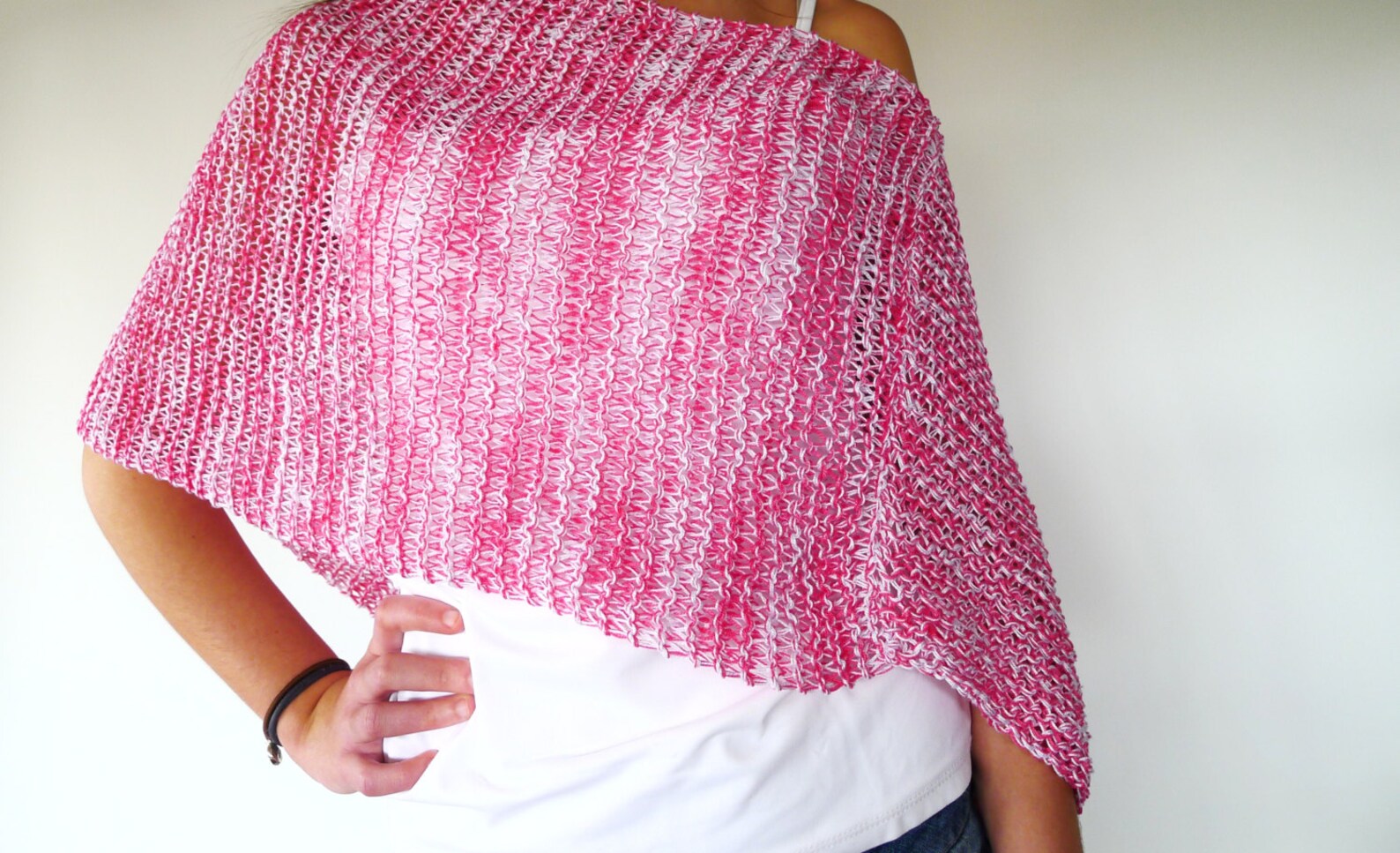 Pink Loose Knit Poncho. Cotton Summer Poncho. Beach Cover up Etsy