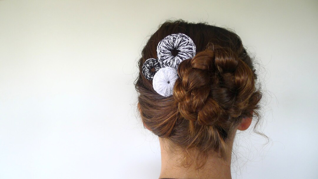 Bridal Hair Pins. Bun Hair Pieces. Black & White Hair Pin Set. Etsy
