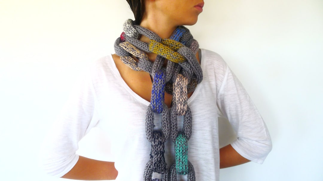 Chunky Chain Scarf Chain Link Scarf Multicolor Loop Scarf Unique