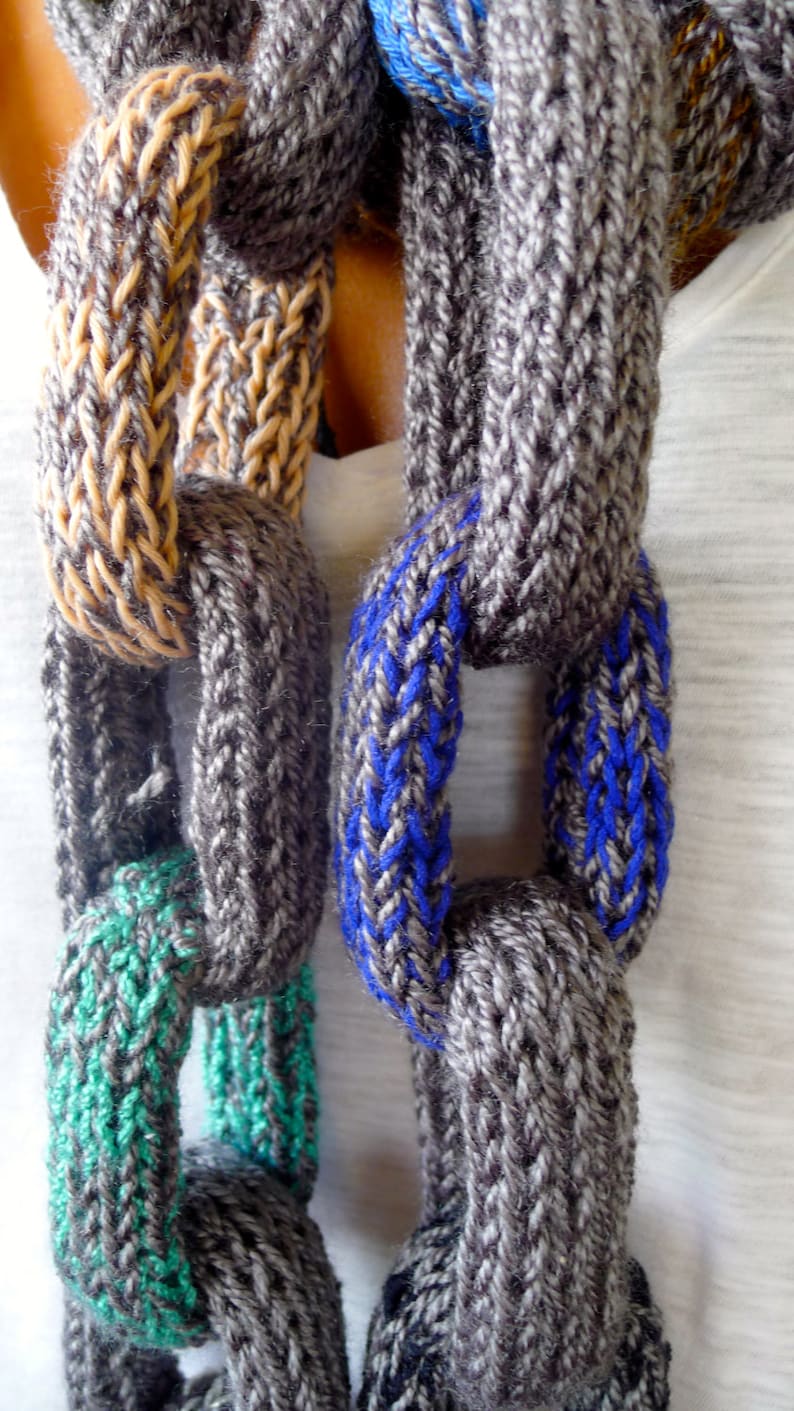 Chunky Chain Scarf Chain Link Scarf Multicolor Loop Scarf Etsy
