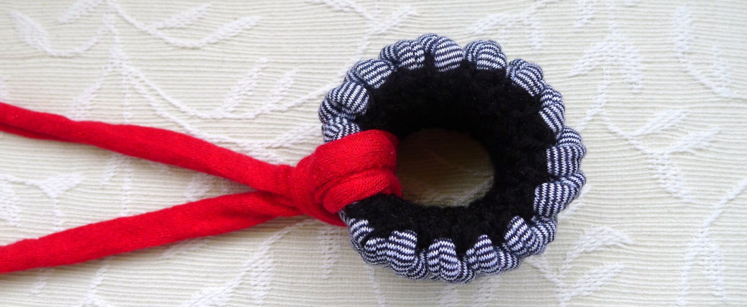 Tshirt Yarn Necklace. Black Statement Necklace. Choker Etsy