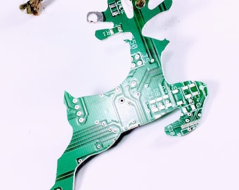 Recycled Circuit Board Reindeer Christmas Tree Decoration