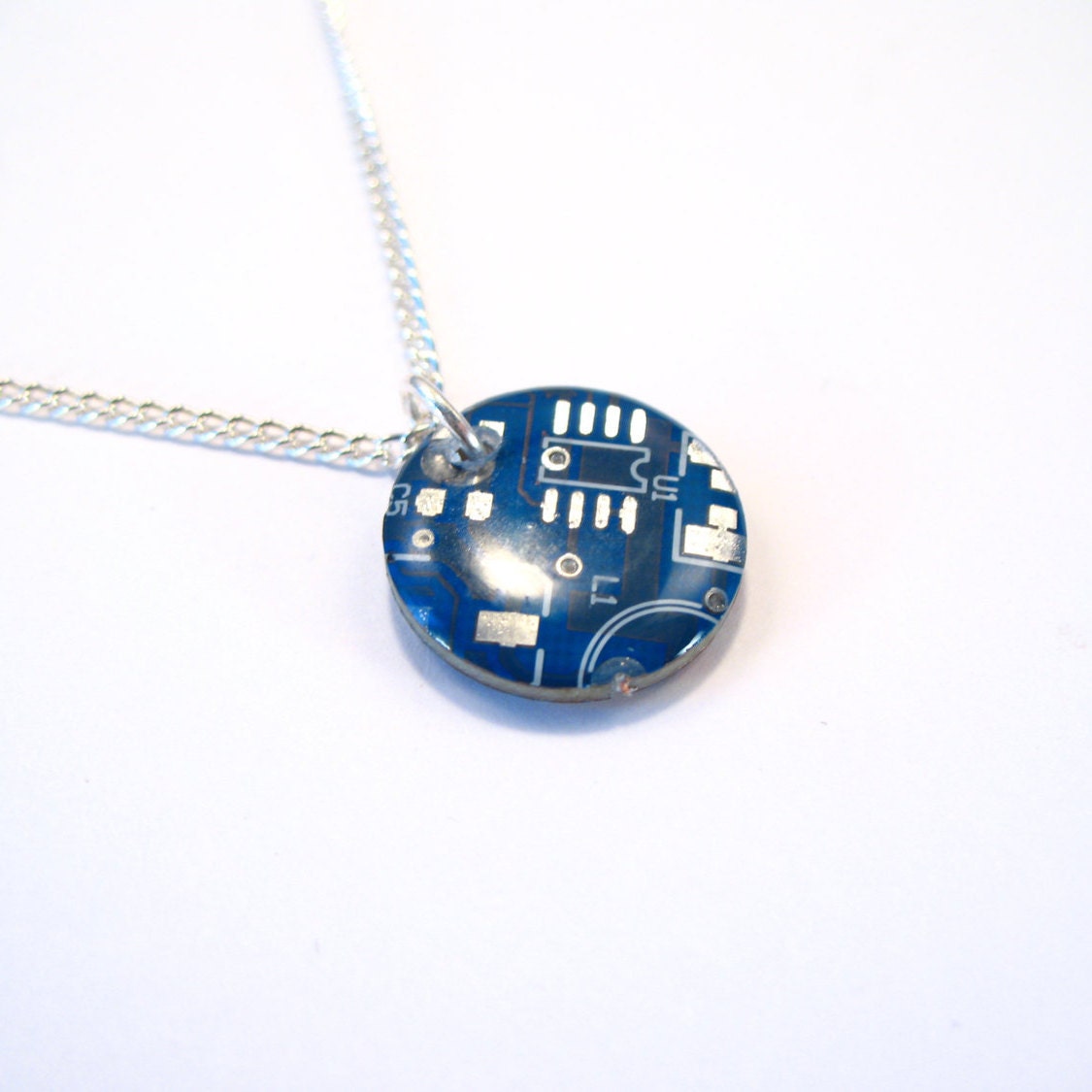 Circuit Board Necklace Pendant Recycled Jewelry PCB Round Etsy