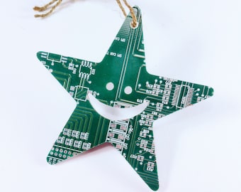 Recycled Circuit Board Star Christmas Tree Decoration