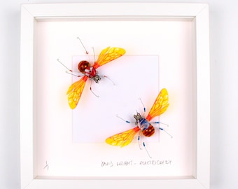 Honey Bees Framed Wall Art | Recycled Sculpture