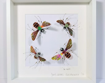 Honey Bees Framed Wall Art | Recycled Sculpture