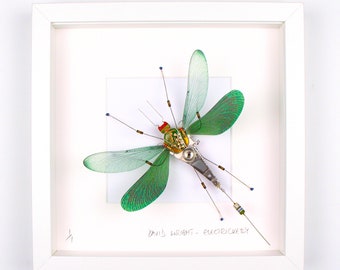 Blue Damselfly Framed Wall Art | Recycled Sculpture