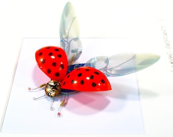 Ladybird Framed Wall Art | Recycled Sculpture