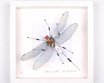 Silver Grey Dragonfly Framed Wall Art | Recycled Sculpture