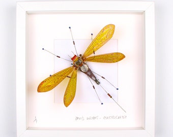 Yellow Antlion Framed Wall Art | Recycled Sculpture