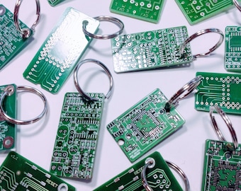 Real Recycled Circuit Board Keyring, PCB Keychain, Upcycled Key fob, Computer Geeky Gift, Eco Friendly Gift,