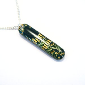Recycled Green Circuit Board Pendant - Geek Necklace - Computer Pendant ...