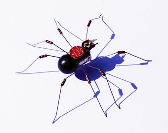 Small Black Widow Spider Framed Wall Art | Recycled Sculpture