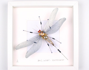 Black Dragonfly Framed Wall Art | Recycled Sculpture