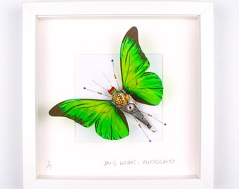 Green Butterfly Butterfly Wings Framed art Engineer Gift Steampunk Butterfly Birthday Gift Geek Gift Mother's Day Gift For Her Conservatory