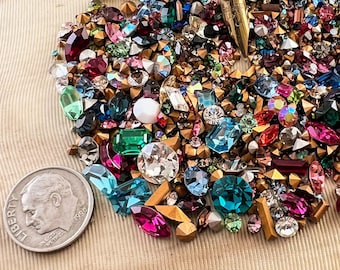 Vintage Swarovski Rhinestone Lot Fancy Crystal Clay Mix 10pp - 34SS - Vintage First Quality Crystal - Mixed Colors Shapes & Sizes - 25 Grams