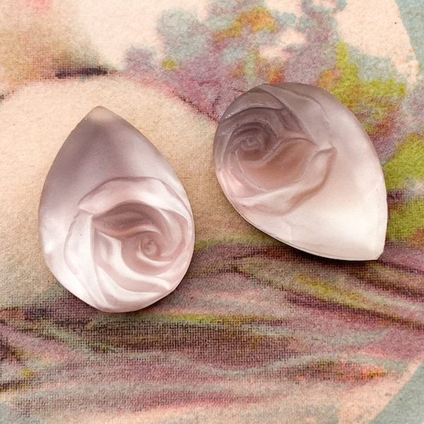vintage 18 x 13 mm poire cabochon rose en verre bijou pierre en relief strass améthyste violet variation larmes - vieux hollywood - 2 pcs