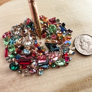 Vintage Swarovski rhinestone lot fancy mix 10pp - 34ss - vintage first quality crystal clay mix - mixed colors shapes & sizes - 10 grams