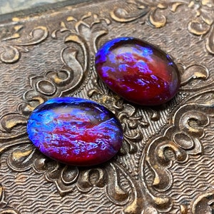 18x13mm Mexican Opal Oval Glass Cabochons Cabs Cabochon Cab, Dragons Breath 18x13 ovals, 18x13 opal opals fire opal - 2pcs