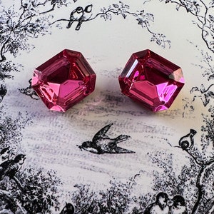 12x10mm Rose Pink Octagons Swarovski Rhinestones - Article 4610/2 Austrian First Quality Crystal - 2pcs
