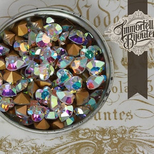 6x6mm Heart Crystal Clear AB Swarovski Rhinestones #4800 - Austrian First Quality MC Crystal - 6pcs