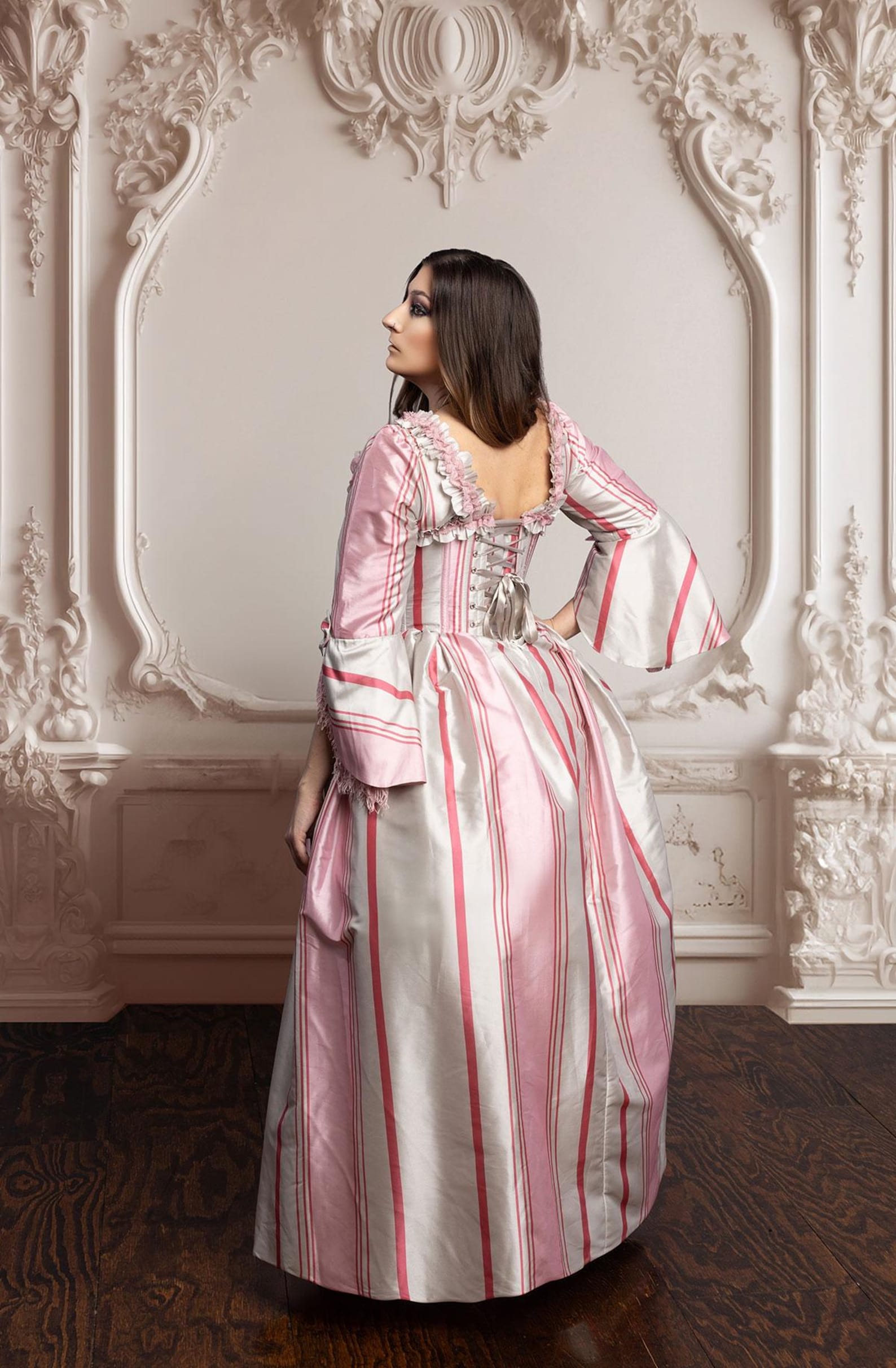 Court Rococo Marie Antoinette Rococo Corset Gown | Immortelle Gown Striped Victoria ...