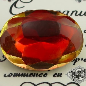 Vintage 18x13mm Oval Givre Ruby Red Jonquil Creol Glass Two Tone Cabochon Gem Jewel Stone Rhinestone High Quality West German 2 pcs image 3