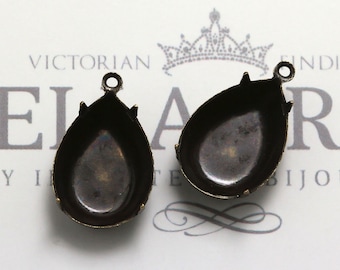 18x13 Rhinestone Pear Setting Aged Brass Prong Setting  - Bella Brass Aged Rhinestone Setting - 6pcs