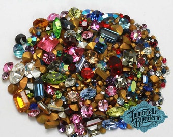 Vintage Swarovski Rhinestone Lot Fancy Crystal Clay Mix 10pp - 34SS - Vintage First Quality Crystal - Mixed Colors Shapes & Sizes - 15 Grams