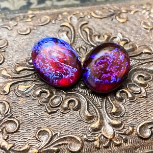 18x13mm Mexican Opal Oval Glass Cabochons Cabs Cabochon Cab, Dragons Breath 18x13 ovals, 18x13 opal opals fire opal - 2pcs image 2