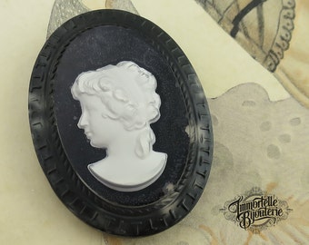 ヴィンテージクラシック女性用カメオ、白黒ガラス - 2デザイン - 18 x
