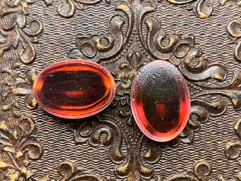 18x13mm Mexican Opal Oval Glass Cabochons Cabs Cabochon Cab, Dragons Breath 18x13 ovals, 18x13 opal opals fire opal - 2pcs image 4