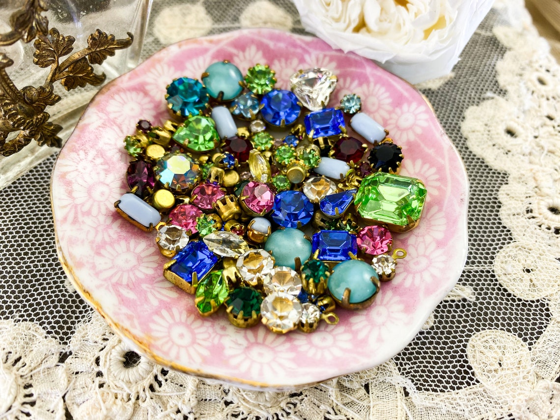 Vintage SET Rhinestones in Settings Lot Fancy Mix Large - Etsy