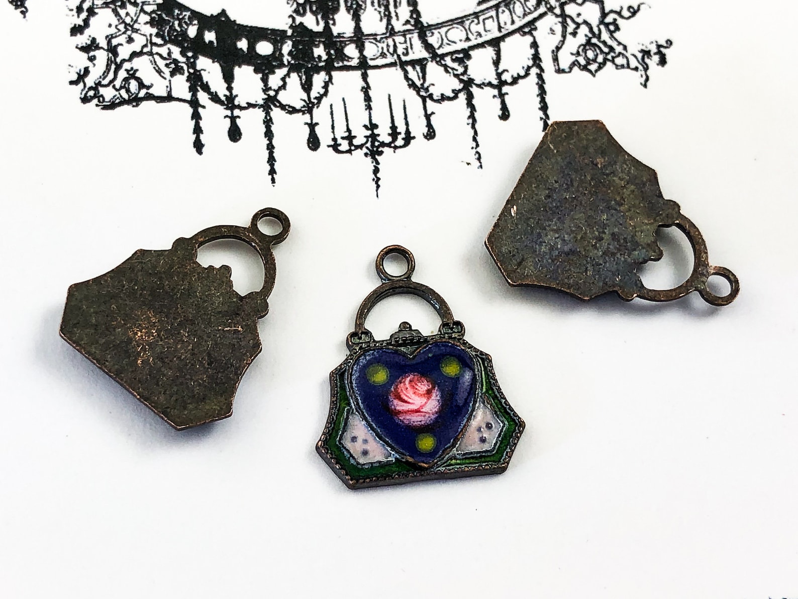 Vintage Enamel Charms Purse Charms Fashion Charms Guilloche Etsy