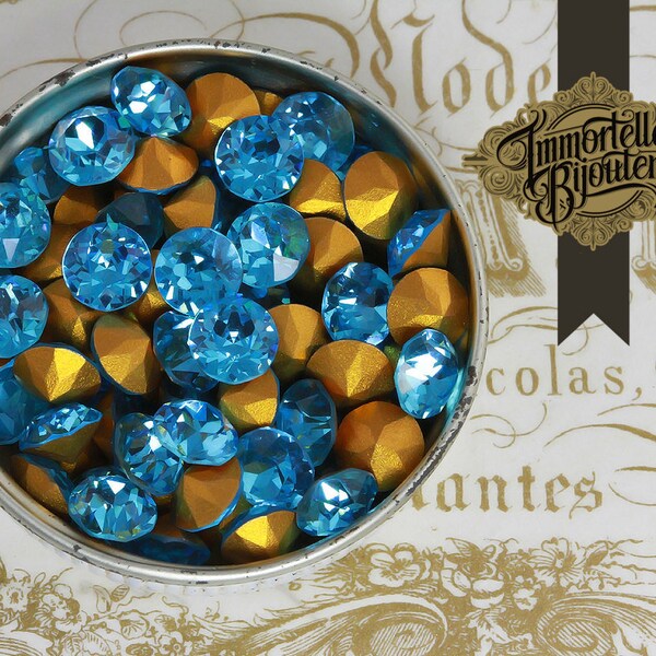 SS31 Swarovski Aquamarine Blue Dentelle Vintage Rhinestones Chatons - Article 1200 Austrian 1st Quality MC Crystal - 6pcs