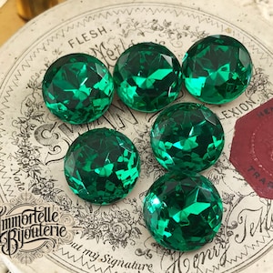 Vintage 14mm 60SS Emerald Green Rhinestone Doublet Jewel Stone Gem - STUNNING Fancy Czech - TTC - High Quality - 3pcs