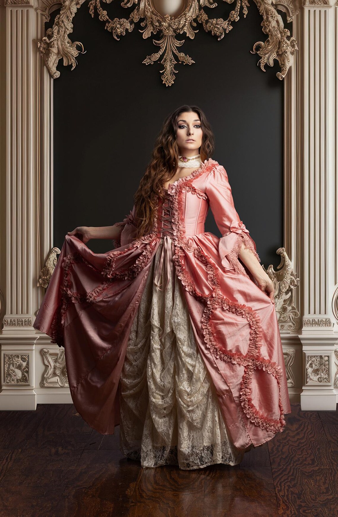 Court Rococo Rococo Corset Gown – Marie Antoinette Inspired Arborose Pink Court ...