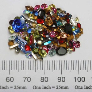 Vintage Swarovski Rhinestone Lot Crystal Clay Mix Sample Pack 10pp 34ss and Larger 1st Quality Mixed Colors Shapes & Sizes 5 Grams image 3