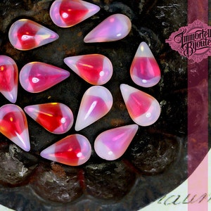 Vintage 13x8 Sabrina Ruby Red Pear Tear Drop Givre Jewel Gem Stone - Western Germany - Beautiful, Soft and Feminine - 6 Pcs