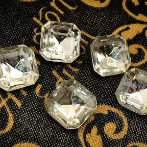 10mm Square Octagon Vintage Crystal Clear Shabby Gorgeous Bright Rhinestones Gems Jewels Stones - Quality Vintage German Crystal - 6 pcs