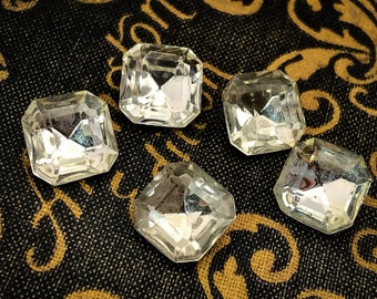 10mm Square Octagon Vintage Crystal Clear Shabby Gorgeous Bright Rhinestones Gems Jewels Stones - Quality Vintage German Crystal - 6 pcs