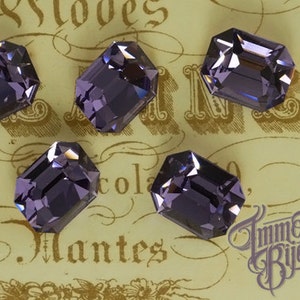 12x10mm Tanzanite Purple Octagons Swarovski Rhinestones - Article 4600 Austrian First Quality MC Crystal - 2pcs