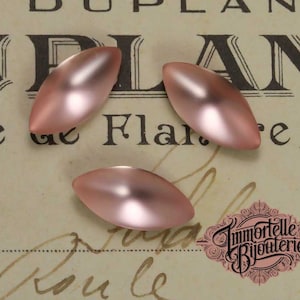 15x7 Navette Frosted Rosaline Pink Vintage Jewels Smooth Top - Ultra Rare High Quality West German Rose Jewels - 6 pcs