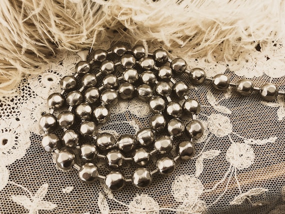 Gorgeous Vintage Large Linked Silver Ball Necklace Chain - Aged Silver Heavy High Quality Ball Chain - 12 inches or 1 Foot