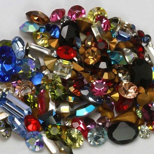 Vintage Swarovski Rhinestone Lot Crystal Clay Mix Sample Pack 10pp 34ss and Larger 1st Quality Mixed Colors Shapes & Sizes 5 Grams image 2