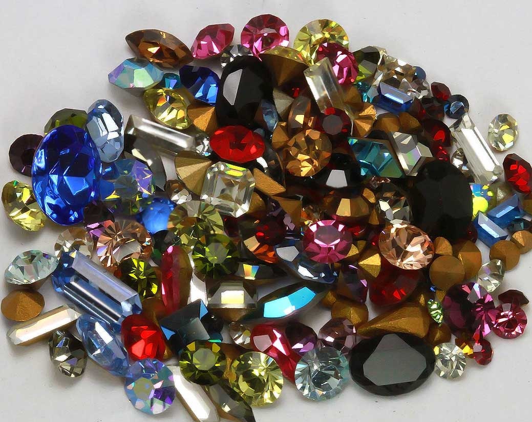 Vintage Swarovski Rhinestone Lot Crystal Clay Mix Sample Pack 10pp - …