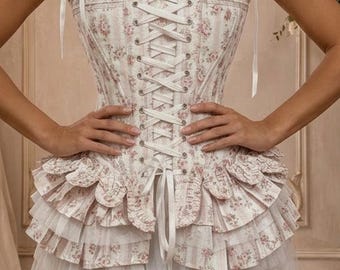 French Stays Corset in Rose Poudré | High Court Hip Silhouette | Rococo Renaissance Corset | Marie Antoinette Inspired Stays