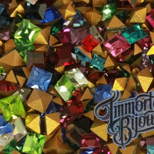Vintage 2mm, 3mm, 4mm Swarovski Square Rhinestone Lot - Article 4401 Multi-Colored Austrian First Quality Crystal - Approx. 50 pcs