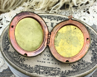 Vintage Shabby Brass Locket Locket Blank 46x39mm Raw Large Naturally Aged  - Gorgeous Aged Distressed Creative Piece! Limited Supply