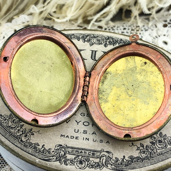 Vintage Shabby Brass Locket Locket Blank 46x39mm Raw Large Naturally Aged  - Gorgeous Aged Distressed Creative Piece! Limited Supply